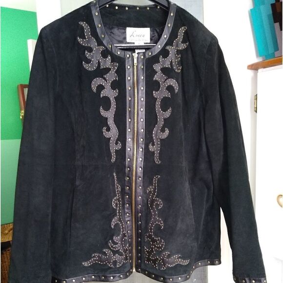 Luis Dell'Olio XL wearable art black suede jacket - Picture 5 of 9